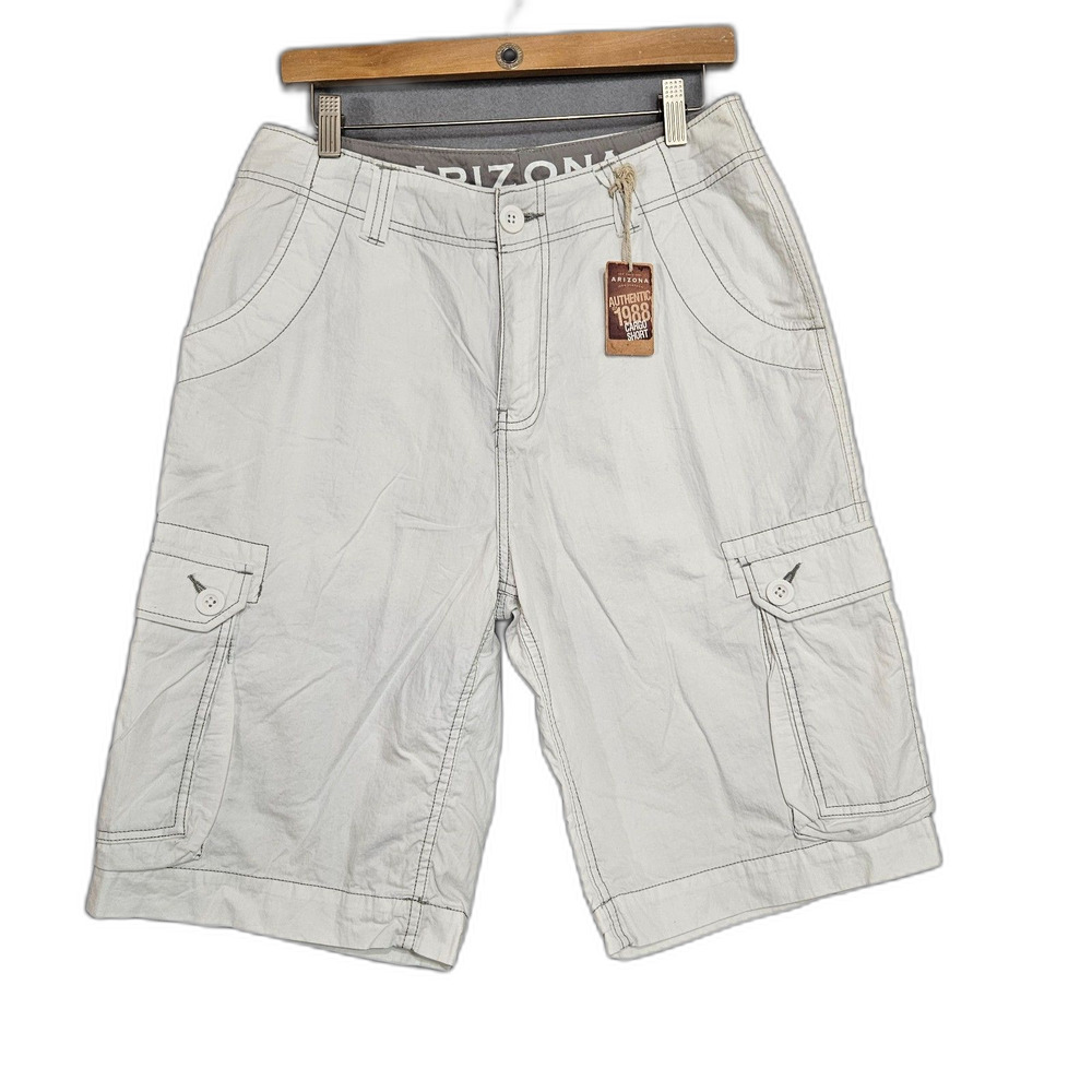 New Arizona 1988 Cargo Short Low Rise Bermuda Legnth White Sz 31 Cotton Nylon
